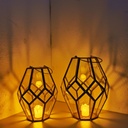 Brass and Glass Geo Lantern - 1 Set