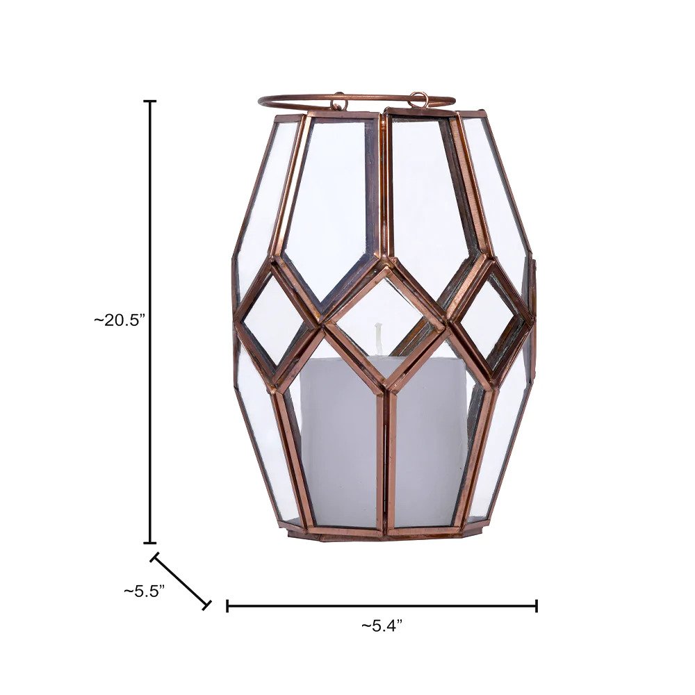 Brass and Glass Geo Lantern - 1 Set