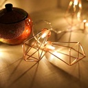 Rose Gold Geometric Light Strings Boho Metal Cage Light