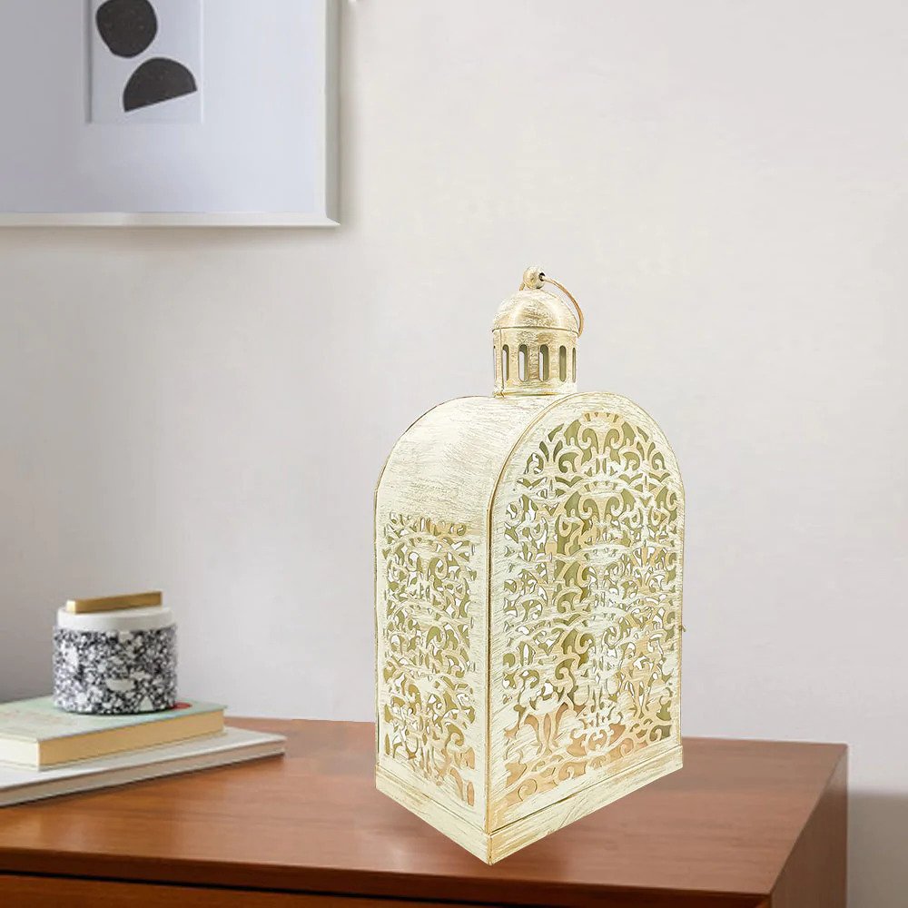 White Intricately Craved Designer Lantern