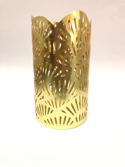 Votive Metal Perforated Candle Holder Gold - Medium