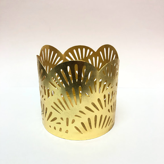 Votive Metal Perforated Candle Holder Gold - Small