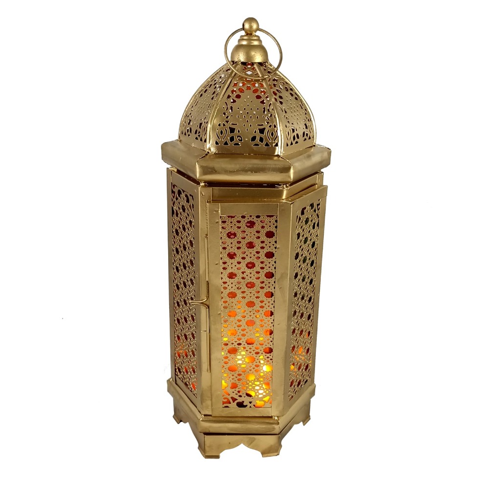 Tall Hanging Lantern in Gold