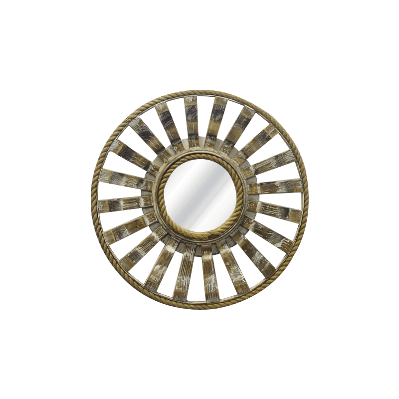 Vintage Mirror Brooch With Rope Frame