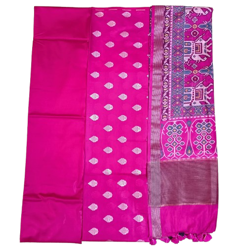 Dark Pink Suit Piece Set With Patola Print Dupatta Set 