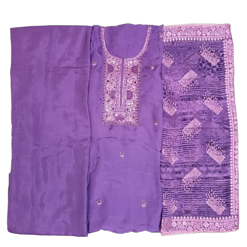 Purple Suit Piece with Heavy Bandhani  Dupata Set 