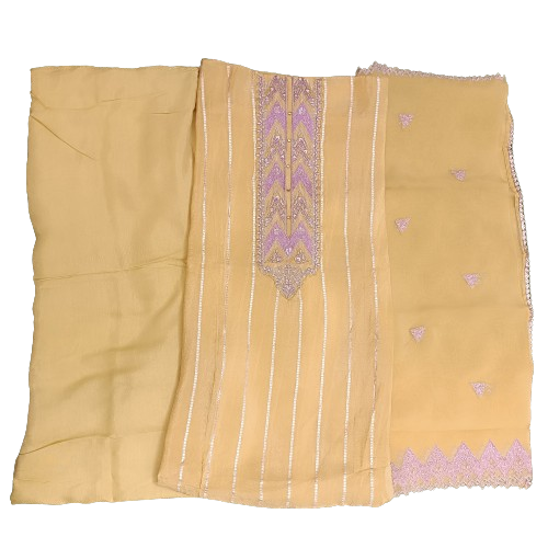 Lemon Yellow Suit Piece Set with Embroidery work  Dupatta Set 