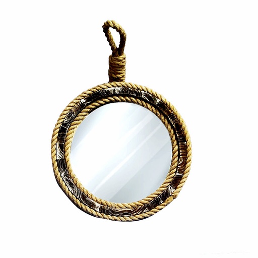 [K-11-CH17147] Hanging Nautical Rope Round Mirror Frame