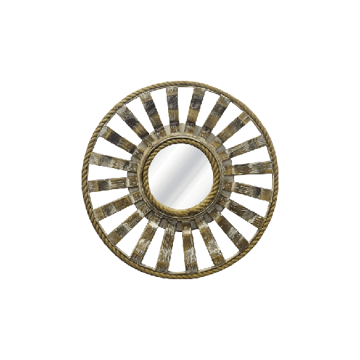 [K-11-CH18033] Vintage Mirror Brooch With Rope Frame