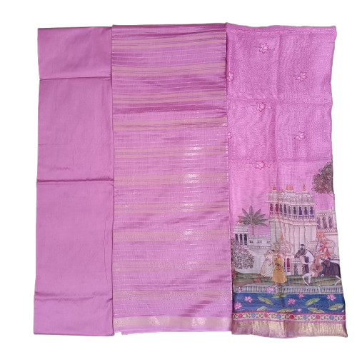 [KRC A345] Pink Suit Piece with Pichaio Dupatta Set 